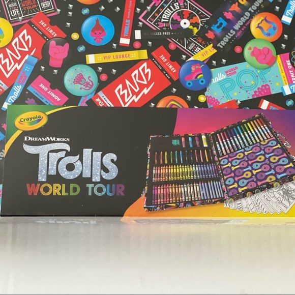 Crayola Trolls Kids World Tour Inspiration Art Case Drawing Set Girls - Picture 10 of 10